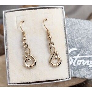 Storrs Whale Tail Gold Plated Dangle Earrings NEW